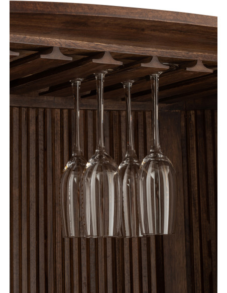 Buffet haut arrondi 2 portes en bois de manguier marron - 6