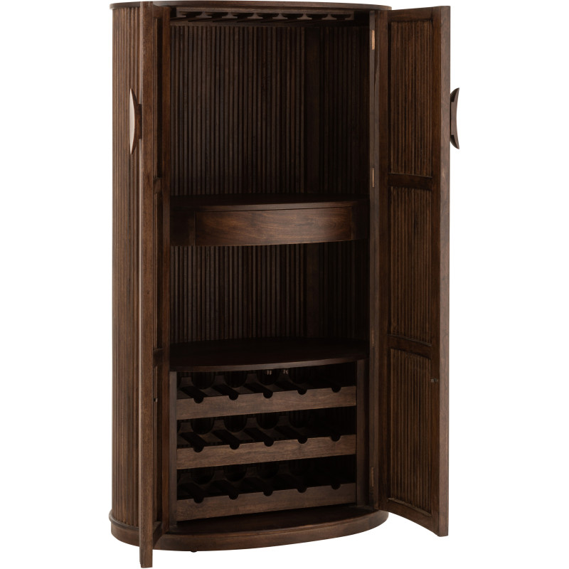 Buffet haut arrondi 2 portes en bois de manguier marron - 7
