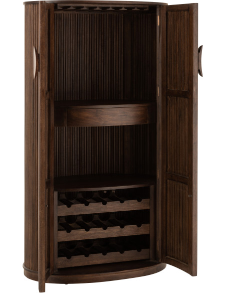 Buffet haut arrondi 2 portes en bois de manguier marron - 7
