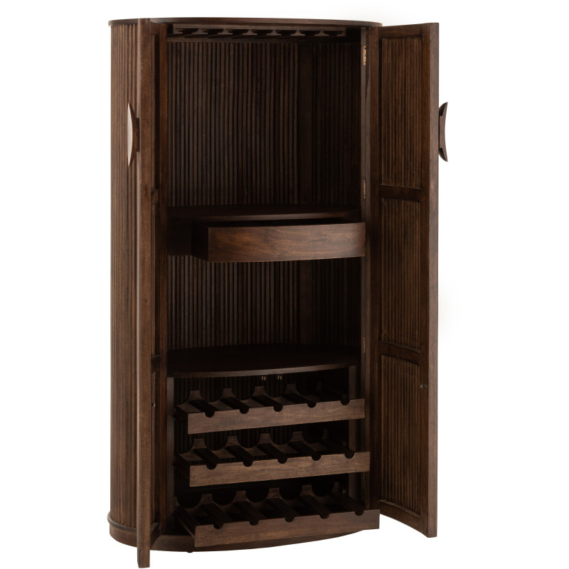 Buffet haut arrondi 2 portes en bois de manguier marron - 8