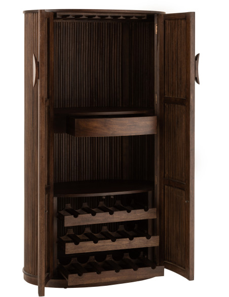 Buffet haut arrondi 2 portes en bois de manguier marron - 8