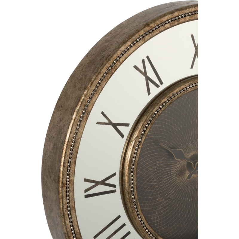 Horloge murale lumineuse Ronde 50 cm Flavia en Bois Doré Miroir - 2