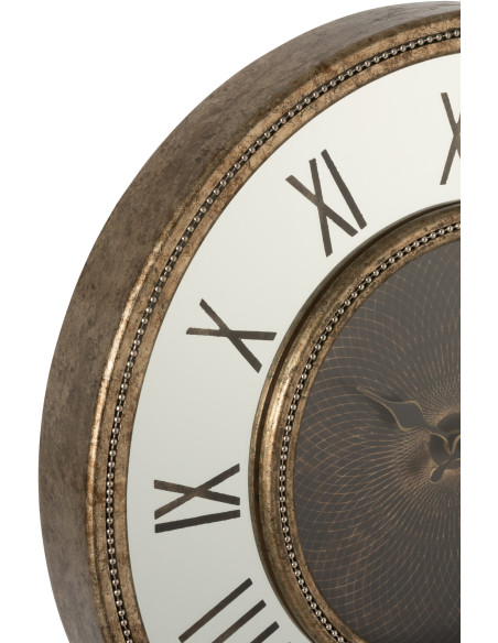 Horloge murale lumineuse Ronde 50 cm Flavia en Bois Doré Miroir - 2