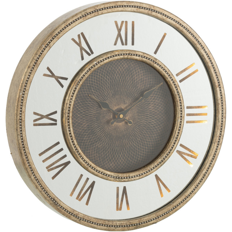Horloge murale lumineuse Ronde 50 cm Flavia en Bois Doré Miroir - 3