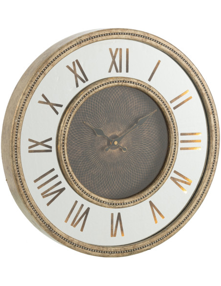 Horloge murale lumineuse Ronde 50 cm Flavia en Bois Doré Miroir - 3