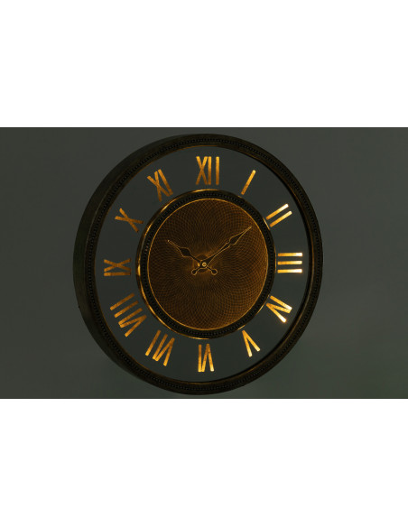 Horloge murale lumineuse Ronde 50 cm Flavia en Bois Doré Miroir - 4