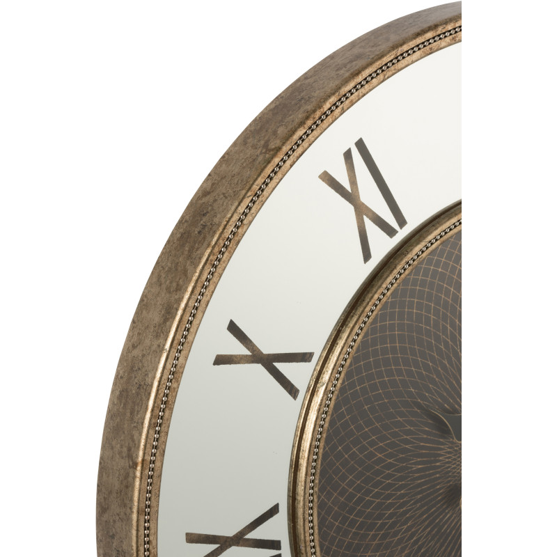Horloge murale lumineuse Ronde XL 80 cm Flavia en Bois Doré Miroir - 2