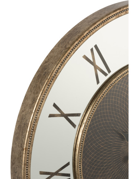 Horloge murale lumineuse Ronde XL 80 cm Flavia en Bois Doré Miroir - 2