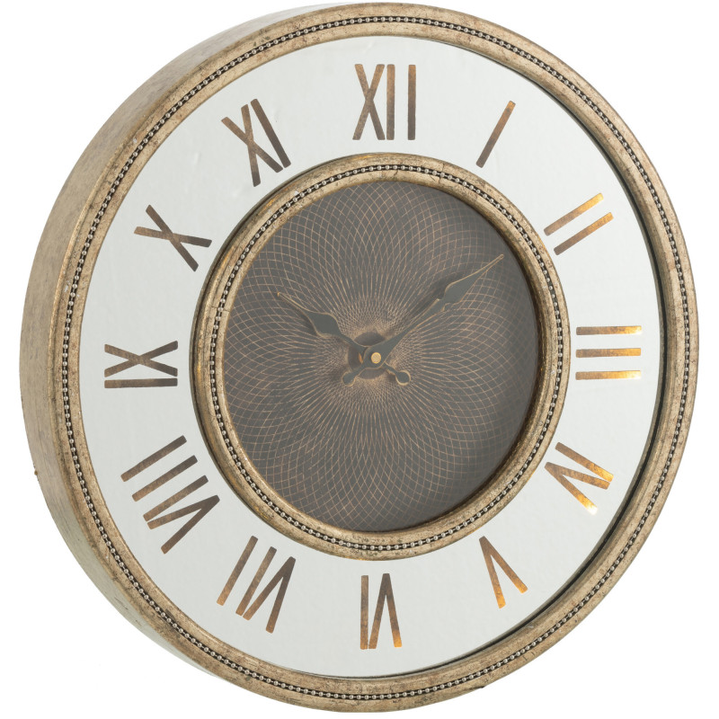 Horloge murale lumineuse Ronde XL 80 cm Flavia en Bois Doré Miroir - 3