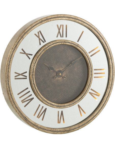 Horloge murale lumineuse Ronde XL 80 cm Flavia en Bois Doré Miroir - 3