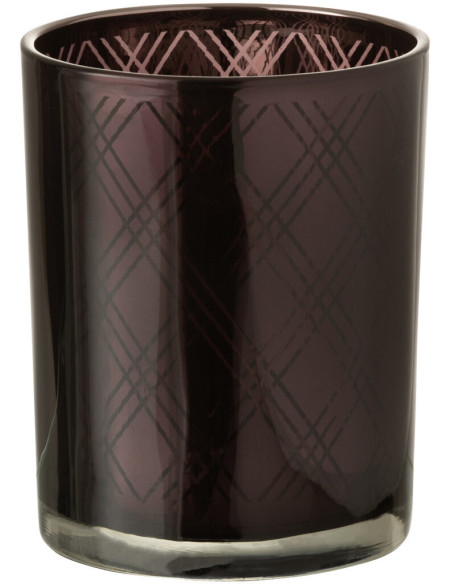 Photophore Cylindrique Extria Diamètre 10 cm en Verre Mauve Motif losanges - 1