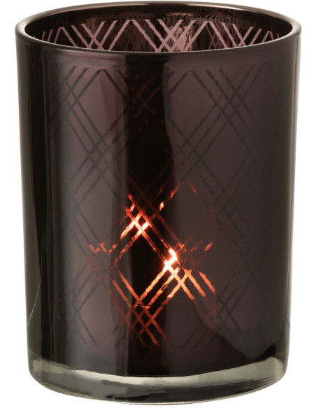 Photophore Cylindrique Extria Diamètre 10 cm en Verre Mauve Motif losanges - 2