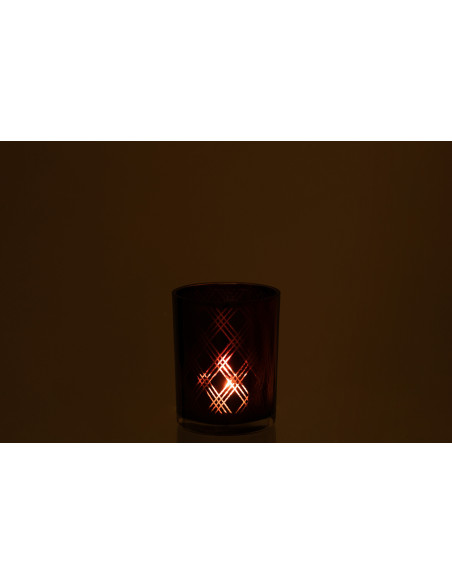 Photophore Cylindrique Extria Diamètre 10 cm en Verre Mauve Motif losanges - 3