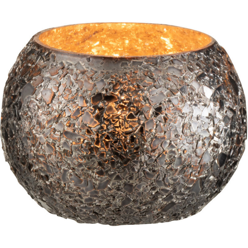 Photophore Rond Broka Diamètre 10 cm en Verre Noir Motif éclats de verre - 2