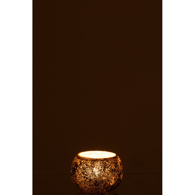 Photophore Rond Broka Diamètre 10 cm en Verre Noir Motif éclats de verre - 3