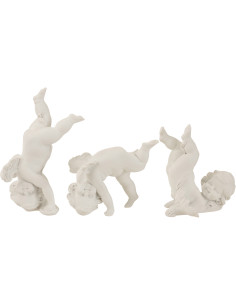 Statuette déco Ange galipette en Résine Blanc (Lot de 3) - 1
