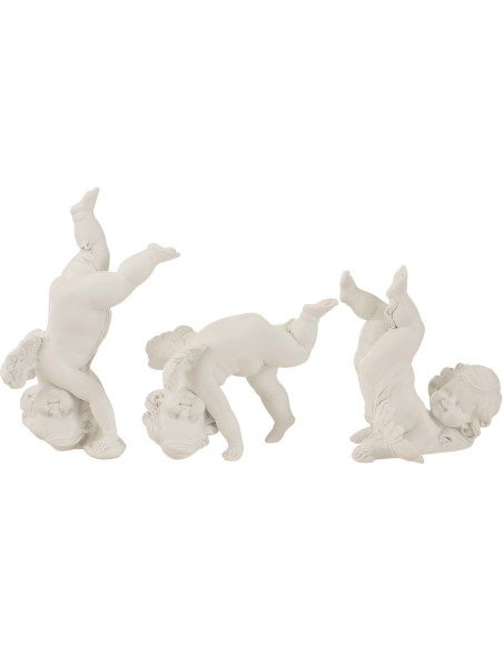 Statuette déco Ange galipette en Résine Blanc (Lot de 3) - 1