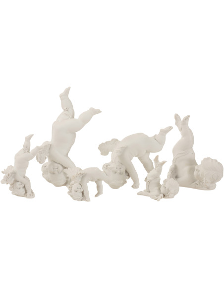 Statuette déco Ange galipette en Résine Blanc (Lot de 3) - 2