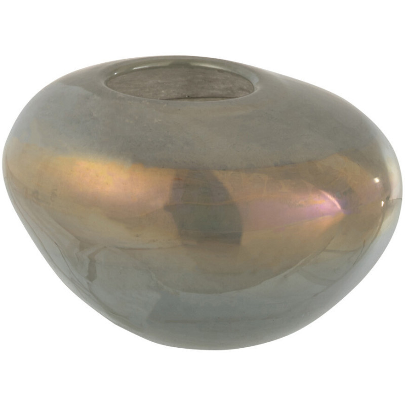 Photophore Rond Léo Diamètre 13 cm en Verre Gris - 1