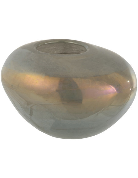 Photophore Rond Léo Diamètre 13 cm en Verre Gris - 1