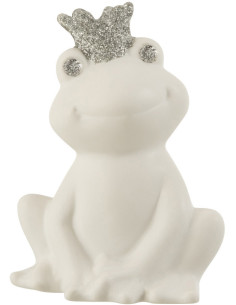 Statuette déco Grenouille 10 cm Froggy en Résine Blanc Argenté - 1