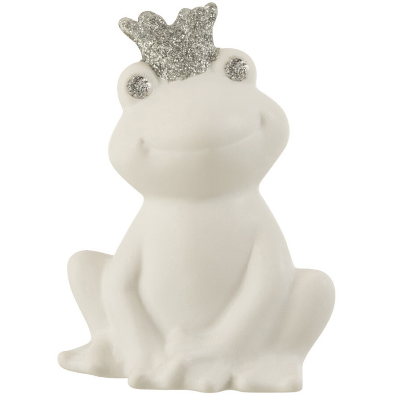Statuette déco Grenouille 10 cm Froggy en Résine Blanc Argenté - 1