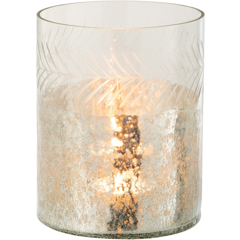 Photophore Cylindrique Rapsia Diamètre 16 cm en Verre Argenté Transparent Motif craquelé - 3