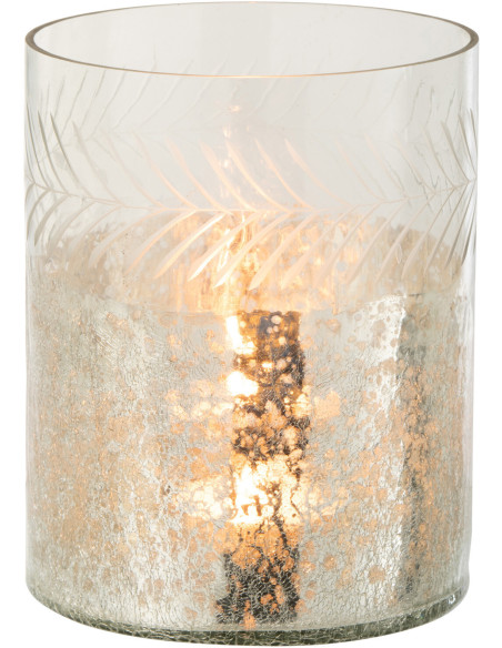 Photophore Cylindrique Rapsia Diamètre 16 cm en Verre Argenté Transparent Motif craquelé - 3