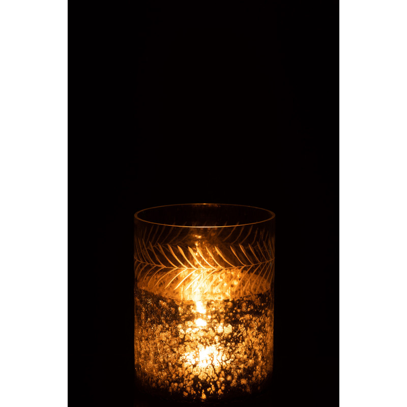 Photophore Cylindrique Rapsia Diamètre 16 cm en Verre Argenté Transparent Motif craquelé - 4