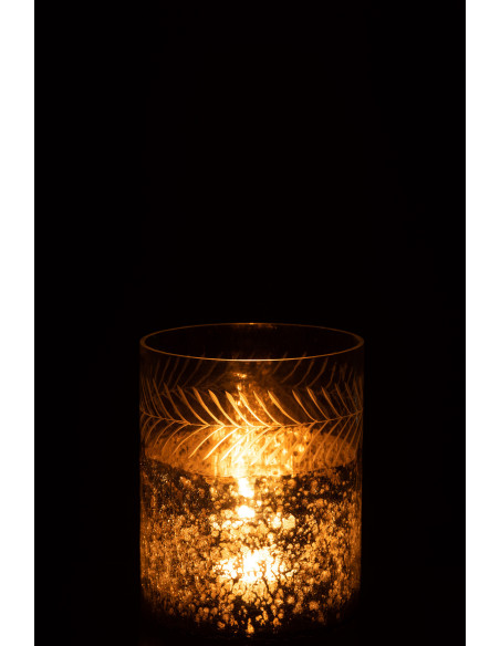 Photophore Cylindrique Rapsia Diamètre 16 cm en Verre Argenté Transparent Motif craquelé - 4