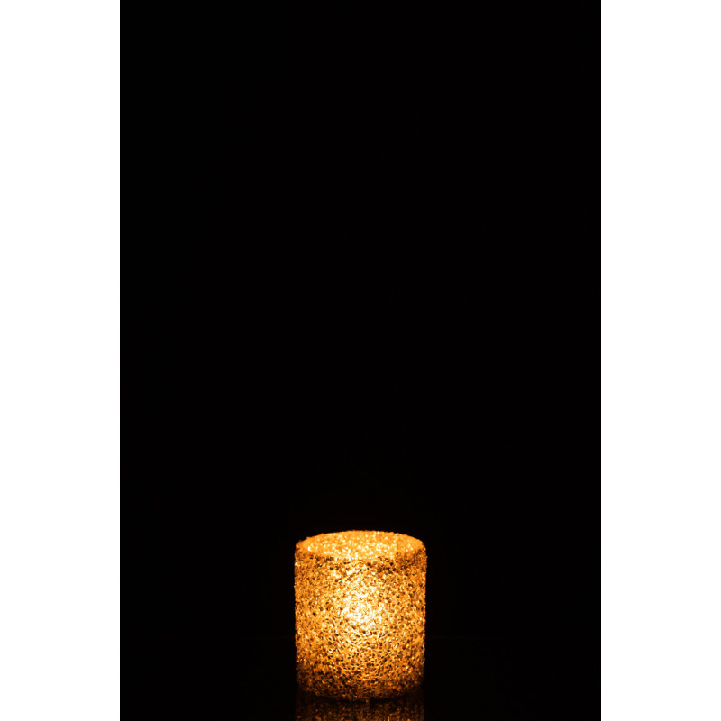 Photophore Cylindrique Shinya Diamètre 8 cm en Verre Doré Avec perles - 3