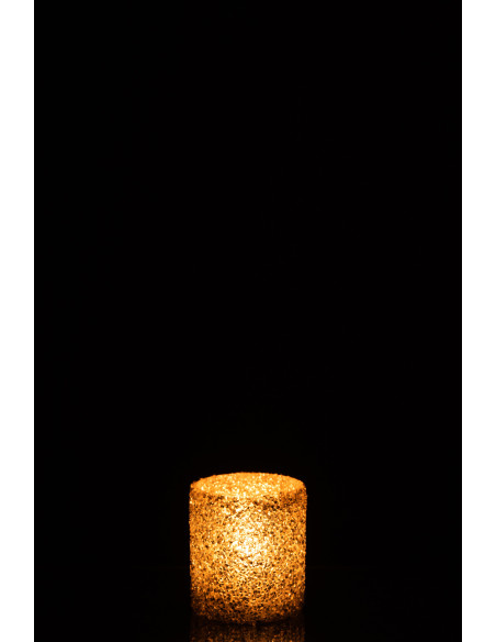 Photophore Cylindrique Shinya Diamètre 8 cm en Verre Doré Avec perles - 3