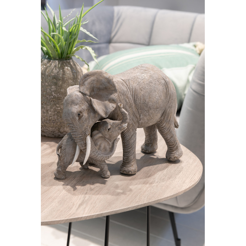 Statue déco Éléphant calin gris en résine 28 cm - 2
