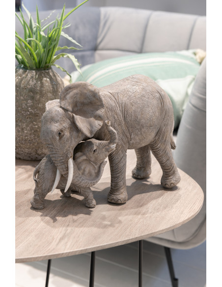 Statue déco Éléphant calin gris en résine 28 cm - 2