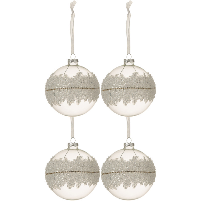 Boule de Noël en Verre Transparent Motif givré (Lot de 4) - 1