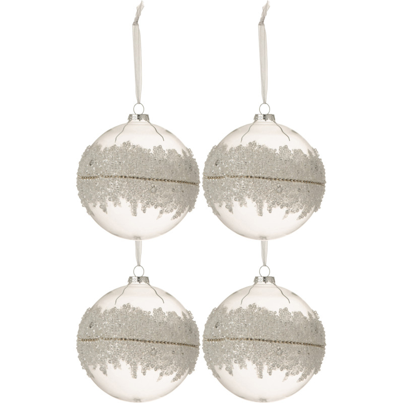 Boule de Noël XL en Verre Transparent Motif givré (Lot de 4) - 1