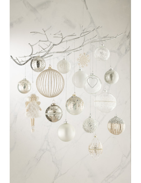 Boule de Noël XL en Verre Transparent Motif givré (Lot de 4) - 3