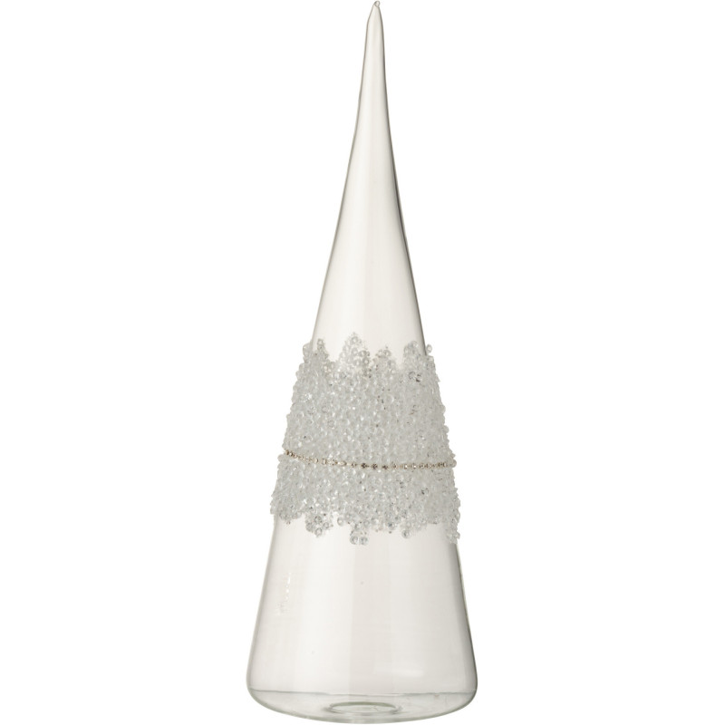 Cône de Noël Hauteur 30 cm en Verre Transparent Motif givré - 1