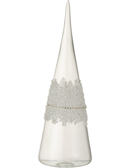 Cône de Noël Hauteur 30 cm en Verre Transparent Motif givré - 1
