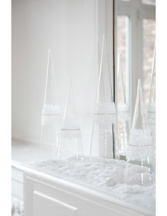 Cône de Noël Hauteur 30 cm en Verre Transparent Motif givré - 2