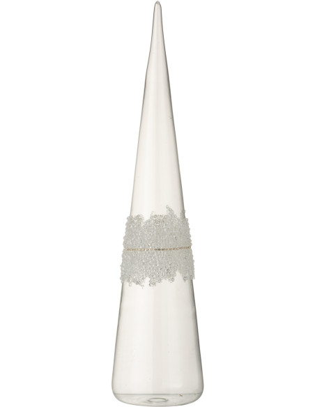Cône de Noël Hauteur 40 cm en Verre Transparent Motif givré - 1