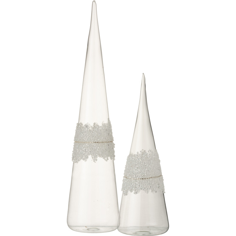 Cône de Noël Hauteur 40 cm en Verre Transparent Motif givré - 3