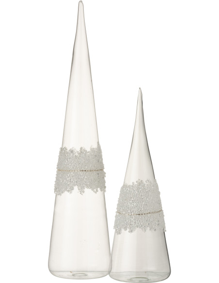 Cône de Noël Hauteur 40 cm en Verre Transparent Motif givré - 3