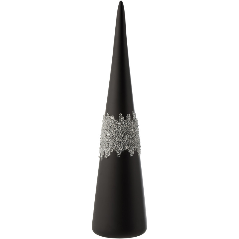 Cône de Noël Hauteur 40 cm en Verre Noir Mat Motif givré - 1