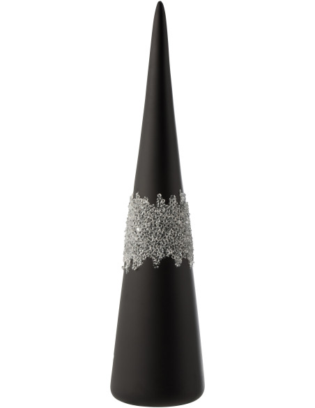 Cône de Noël Hauteur 40 cm en Verre Noir Mat Motif givré - 1