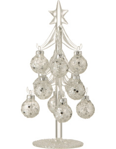 Sapin de Noël avec boules 20 cm en Verre Transparent Argenté - 1