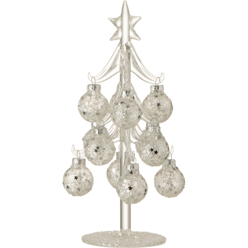Sapin de Noël avec boules 20 cm en Verre Transparent Argenté - 1