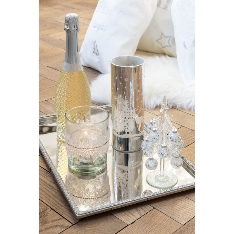 Sapin de Noël avec boules 20 cm en Verre Transparent Argenté - 2