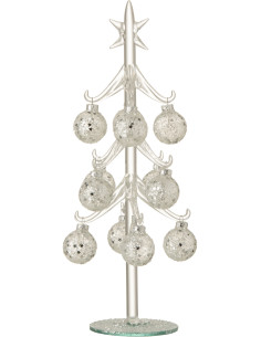Sapin de Noël avec boules 30 cm en Verre Transparent Argenté - 1