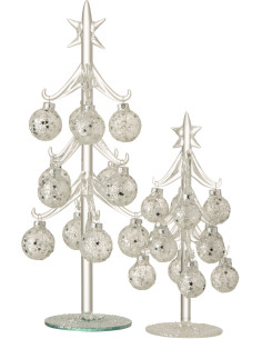 Sapin de Noël avec boules 30 cm en Verre Transparent Argenté - 2